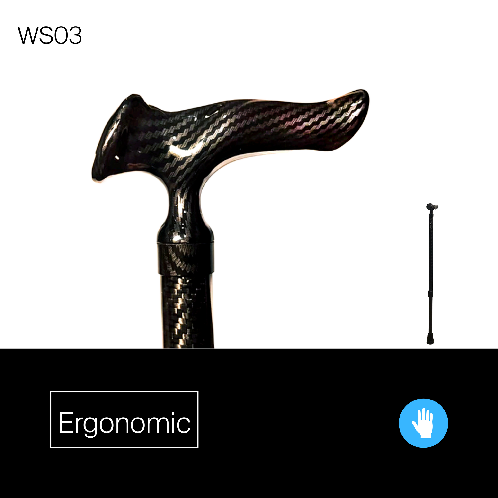 带人体工程学手柄的 Stickplus（不带警报的智能手杖）#WS03